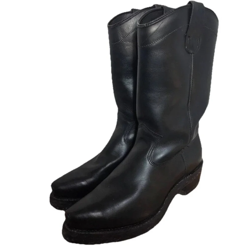 Dayton Black Beauty Motorcycle Boots Vintage - Sz 10.5 Chromexcel Triple-Sole